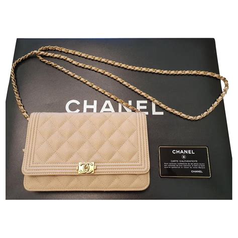 wallet on chain chanel beige